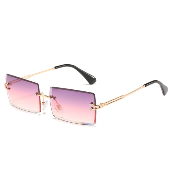 Innfatningsfri rektangulære solbriller for kvinner/menn Ultralett metallinnfatning Briller Mote Square UV400 Unisex-briller