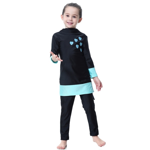 Barn Flickor Burkini Badkläder Heltäckande Cover Badkar - Perfet Black 90cm