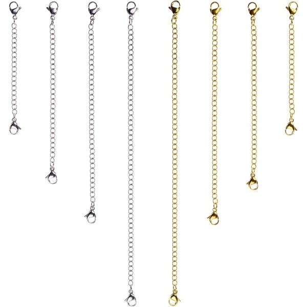 8 piece stainless steel necklace extension chain bracelet - Perfet Gold & Sliver