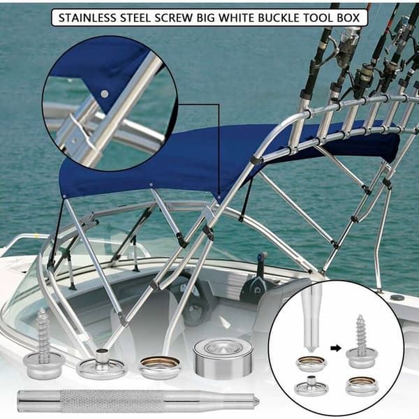 50 rustfri stål marine-grade trykknapper, med 2 installationsværktøjer (15 mm), trykknapper, presenningstrykknapper, metal trykknapper