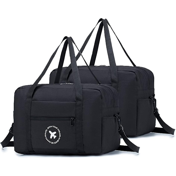 Kabinväska 40x20x25 cm för Ryanair Godkänd Storlek Hopfällbar Handbagageväska Rese Duffelväska Under Sätet Bagage Kabinväska Axelväska - Perfet A-black-240x20x25cm