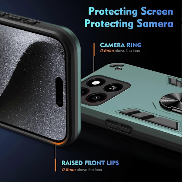 Støtsikkert Telefondeksel med Metallringholder - Perfekt Green Compatible with Blade A35 / A55