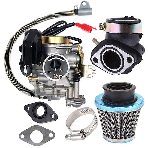 Karburator passer til Gy6 50cc 49cc 4 luftfilter, sølv-Xin