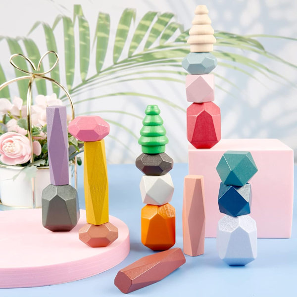 Puinen pinottava kivi Pinottava lelu, 18 osaa Colorful Natura - Perfet