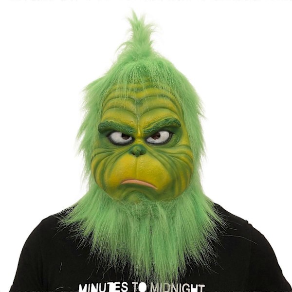 7 dele Grinch Kostume Julecosplay Voksen Julemand Kostume Outfits Sæt + Maske A-Perfet C Only Mask