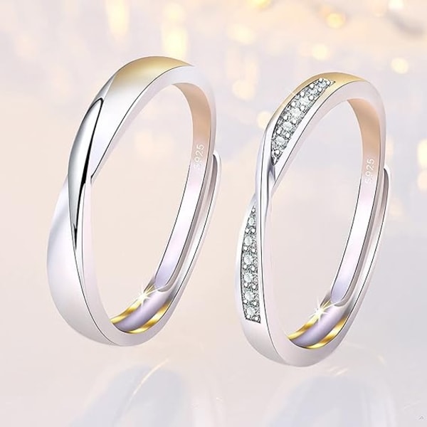 925 Sterling Silver Ring Enkla parringar 2st - Perfet