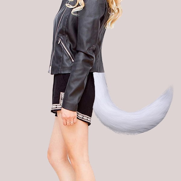 Fuskepels Katt Rev Wolf Furry hale og ører til Halloween - Perfet White