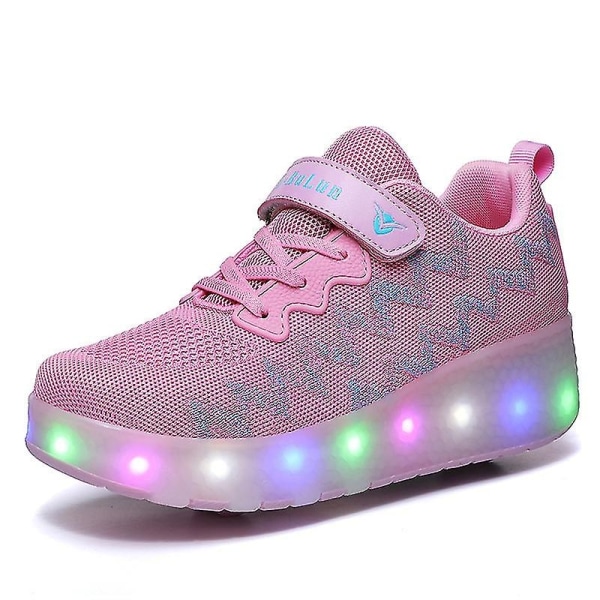 Luistimet Vapaa-ajan urheilukengät Lasten kaksipyöräiset LED-vilkkuvalo Automaattiset näkymätön rullaluistimet - Perfet pink 33
