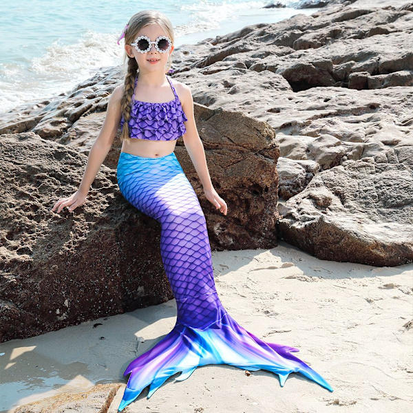 Fishtail badedragt til børns strandbikini havfrue badedragt 8-9 år gammel- Perfet 8-9 years old 130#