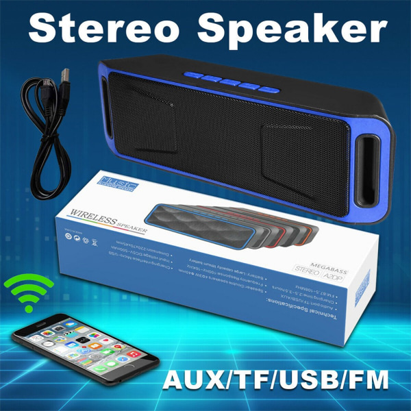 Trådløs Bluetooth-højttaler Super Bass USB Stereo bærbar gave - perfekt blue