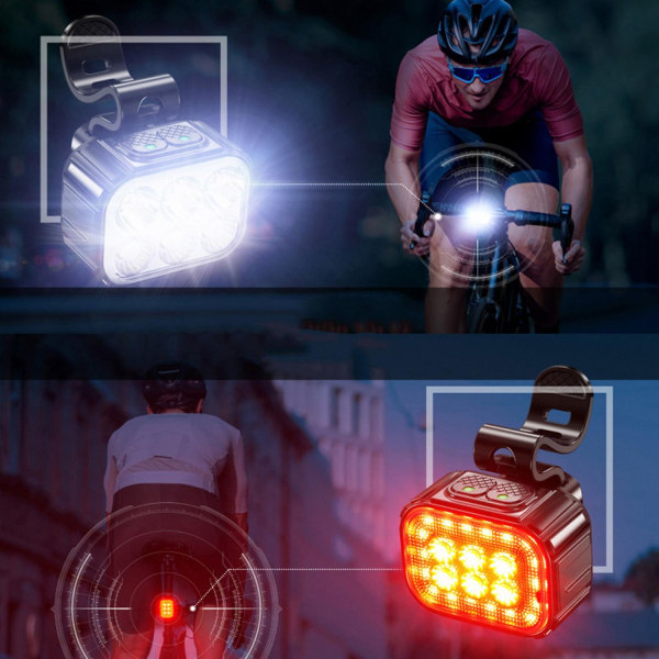 Q6 cykellampa för nattkörning Uppladdningsbar, superstark LED-strålkastare, vattentät design - Perfet White