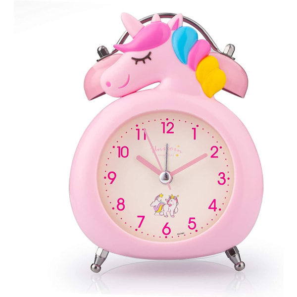 Lasten herätyskello yövalolla, Unicorn Double Bells Clock - Perfet