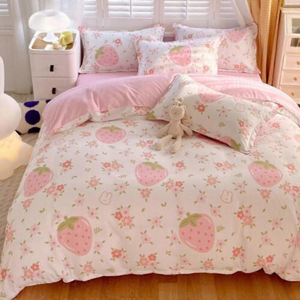 v549 Sängkläder Jordgubbsrosa Barn Vuxna Avokado Påslakanset Mjukt Örngott Sängkläder-Perfet 200x200cm 78x78in