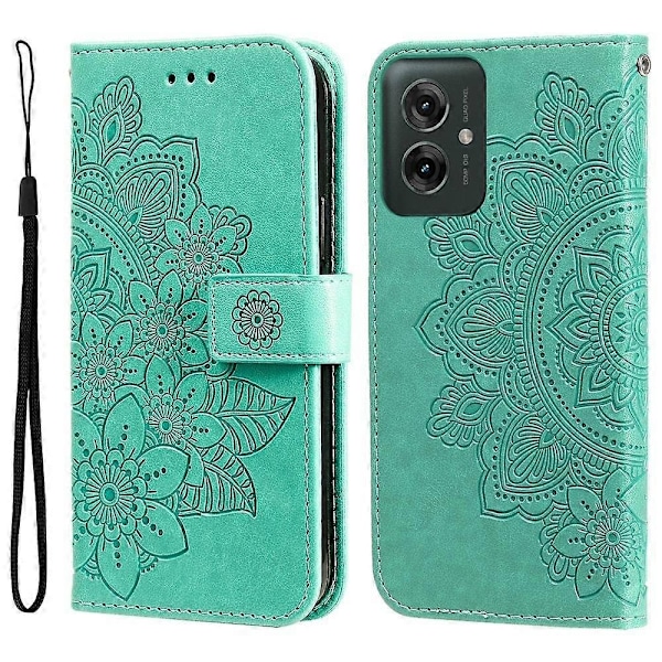Syv-bladet Blomster Præget Læder Telefon Cover - Perfet Compatible with MotorolaMoto G55
