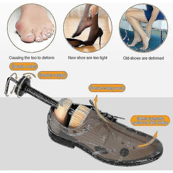 Puinen Kengänvenytyssetti, Säädettävä Pari, Kengänpuut Vasen ja Oikea Jalka - Täydellinen size 39-41
