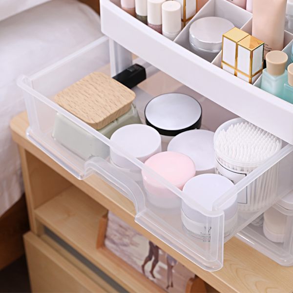 Flerlags opbevaringsboks Støvtæt smykker Makeup Organizer Klar skrivebordsæske til gør-det-selv-værktøj Brevpapir 1