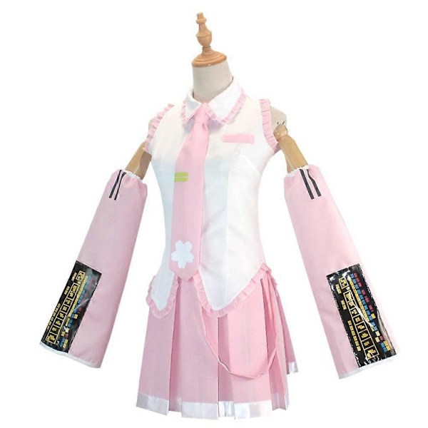 2024 Rosa Miku Cosplaydräkt Prestanda Kostym Cos-dräkt Hatsune Miku Regelbunden C-dräkt Peruk Cosplay Flickor Vår Sakura Körsbär Miku-Perfet Clothes with wig XL
