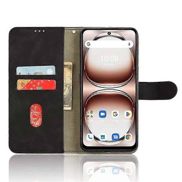för Umidigi Note 100 Läderfodral Hudkänsla Anti-Fall Plånbok Flip Telefonfodral - Perfekt Black