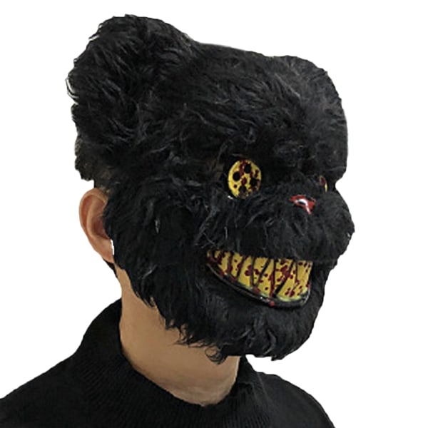 Halloween utstoppede dyr Horror Mask Cosplay Festdekorasjon - Perfet Yellow Bear