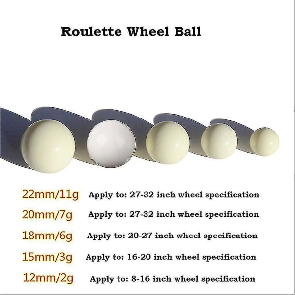 3 stk russisk rulettball Casino rulettspill Erstatningsball Resinball 12/15/18/20/22 mm - Perfet