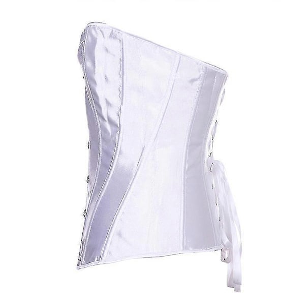 Mimigo Kvinders Bustier Korset Top Sexy Lingeri Sæt Sort Satin Talje Cincher-Perfet M WHITE