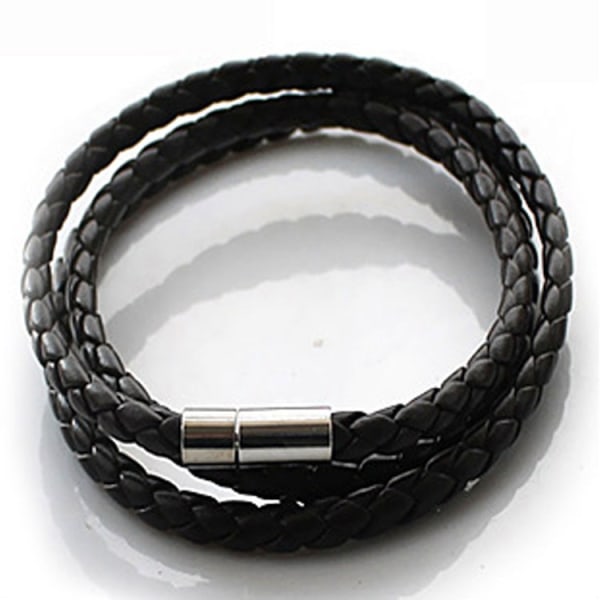 Flettet armbånd med magnetlås, sort - - Perfet