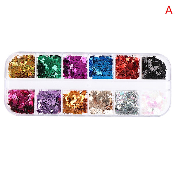 Sparkly Butterfly Nail Paljetter Mixed Glitters Flakes Discs rt - Perfet A