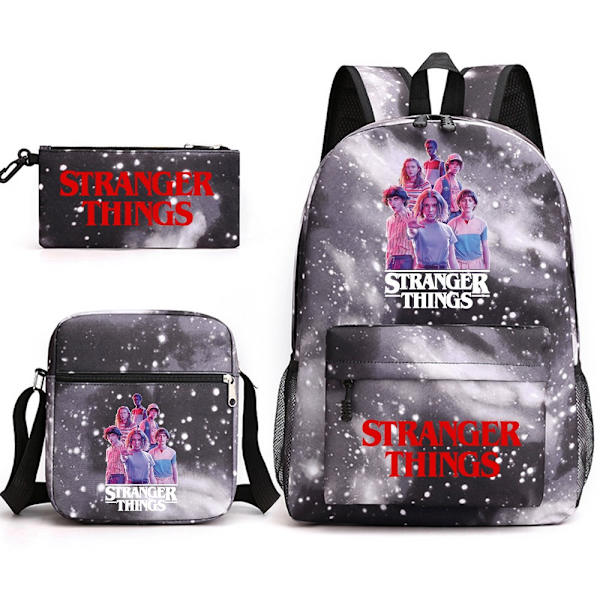 Stranger Things -reppu Kolmiosainen set Opiskelija-koululaukku Kangaslaukku YD- Perfet Star Black