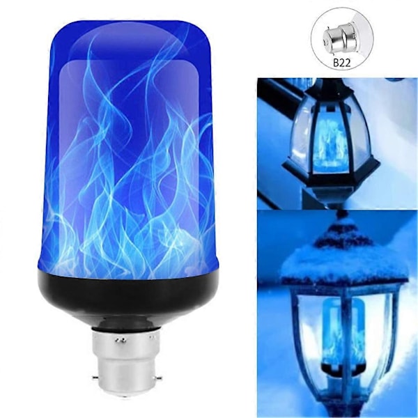 LED-liekkilamppu, liekkiefektin lamppu, 4 valaistustilaa LED-ulkovalo 5W E27 Liekkilamppu Juhlalamppu Valo - Täydellinen B22 Blue light