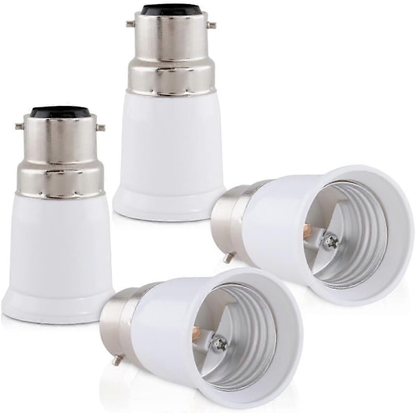 4x Sokkeladapter - B22 til E27 Sokkelkonverter - Bajonetfatningslampeholderadapter til Halogen LED-pære - Perfekt