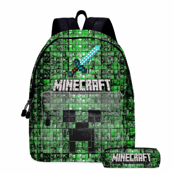 Minecraft Game ympäröivä reppu Suurikapasiteettinen koululaukun reppu - täydellinen