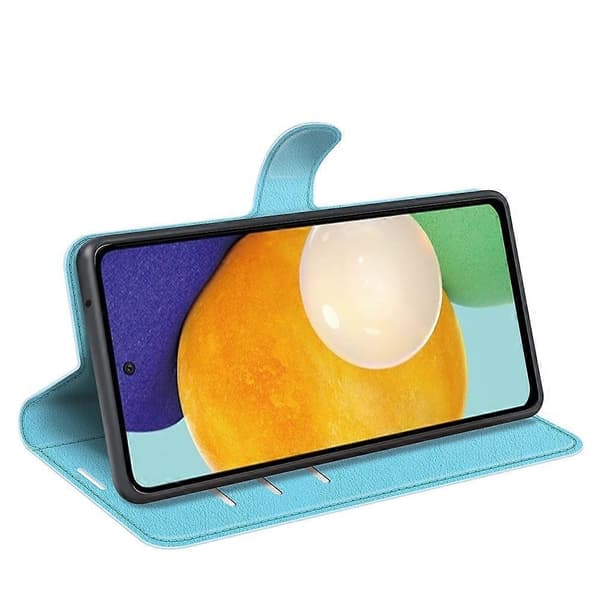 Kompatibel med Samsung Galaxy A13 4G Litchi Textur PU Läderfodral Plånbok Ställ Magnetlås Folio Flip Pho-Perfet Blue