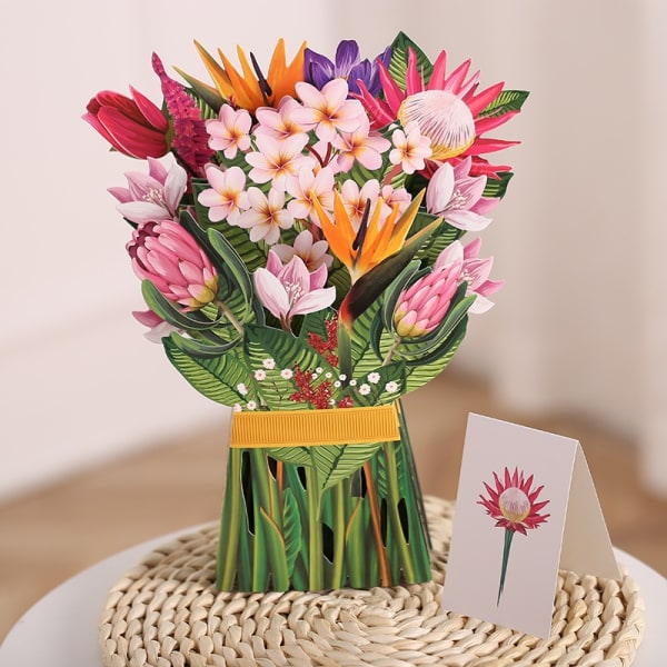 3D äitienpäivä onnittelukortti nippu paperista veistettyjä kukkia lahja - täydellinen 4