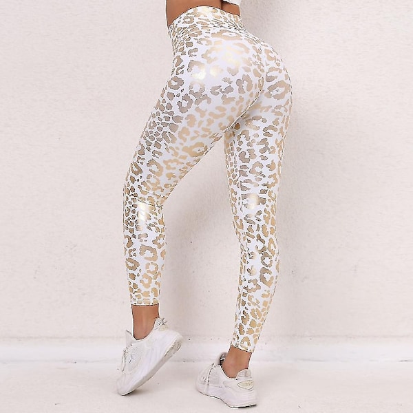 Naisten Jooga Leggings Vatsanohjaus Pakaroiden Nosto Korkea Vyötärö Jooga Fitness Kuntosali Harjoittelu Lyhennetyt Leggingsit Alusosa Leopardi Musta Valkoinen Spandex Urheilu White M