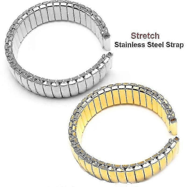 12 14 16 18 20mm Utbytbart Armband i Rostfritt Stål Elastiskt Armband Metall Elastiskt Armband Tillbehör Armband - Guld - Perfet Silver 16mm