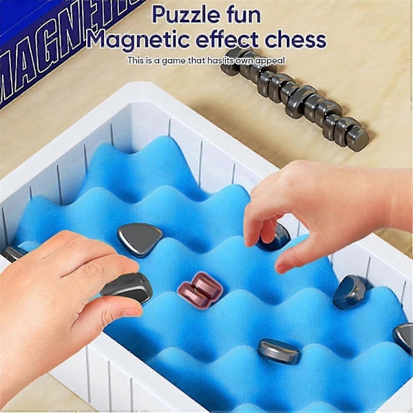 Magnetisk Sjakkspill, Magnetisk Brettspill, Morsomt Magnet Spill for Bord med 20 Magneter, Strategispill for Barn & Voksne Familie Fest Tz-Perfet 2 Set with Sponge box and Rope