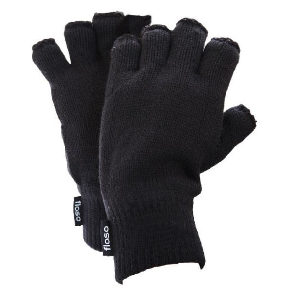 FLOSO Thinsulate termiske fingerløse handsker til mænd (3M 40g) One Si - Perfet Black One Size Fits All