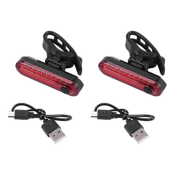 2 stk./sett Baklykt for sykkel, Ultrasterk USB-oppladbar sykkellykt, Rød høy intensitet - Perfekt