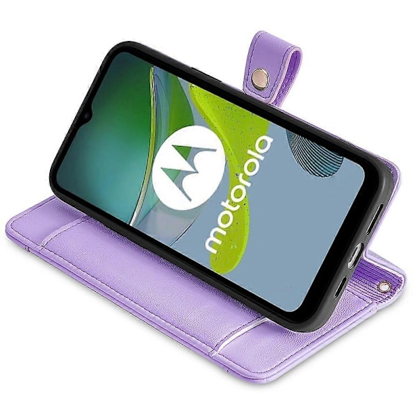 Mobilfodral med blixtlås och kortfack för Motorola Moto G54 5G - Perfekt skyddande fodral med 2 remmar Purple
