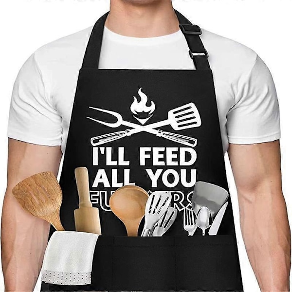 Rolig Grillförkläde för Män - BBQ-Presenter till Män för Fars Dag, Pappa Styvpappa Fru Presenter - Mäns Pappa Förkläde Presenter, Fars Dag Förkläde - Perfekt