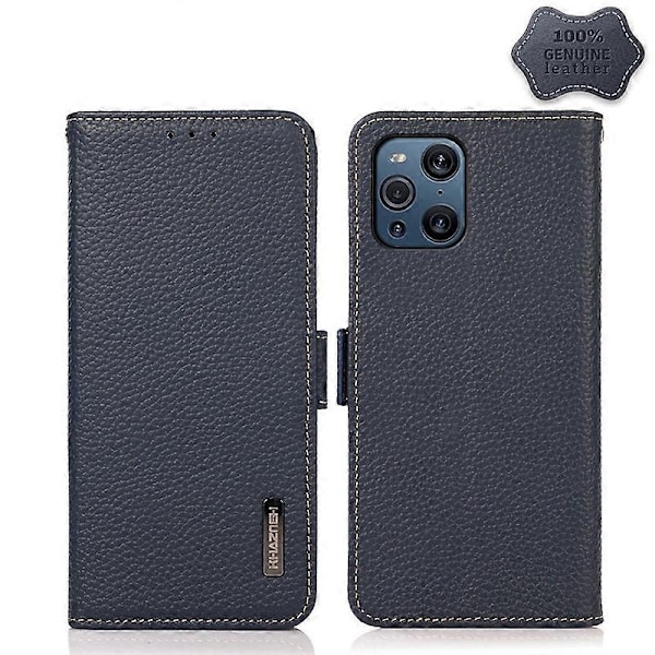 til OPPO Find X3 / X3 Pro KHAZNEH Side-Magnetisk Litchi Læder RFID Etui - Perfekt Blue