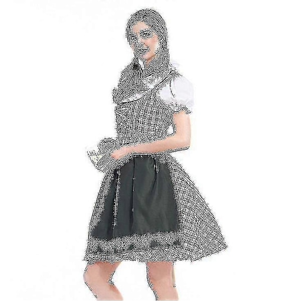 Naisten perinteinen Oktoberfest-asu saksalainen oluttyttö Dirndl-mekko esiliinalla Juhlapuku Xs-6xl Plus-koko-Perfet 4XL
