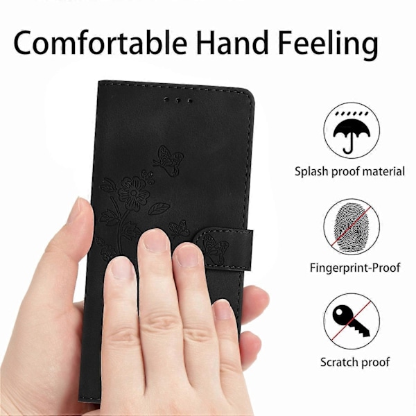 Kompatibel med Samsung Galaxy A53 5G Skal Läder Präglat Blommigt Telefonskal Plånbok med Handledsrem - Perfekt Style F