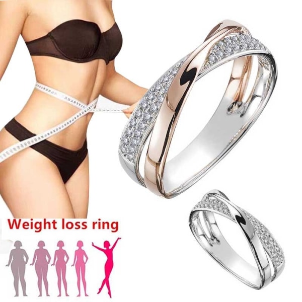 Viktminskning Crystal Rhinestone Ring Slimming Healthcare Ring Gold 6