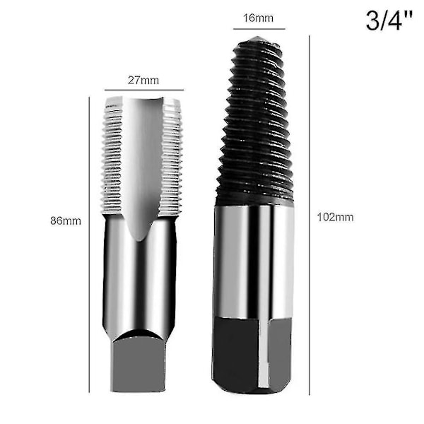 1/2 ja 3/4 tuuman putken kierteiden korjaus hana rikkinäisen ruuvin poistaja työkalusarja - Perfet 3-4inch