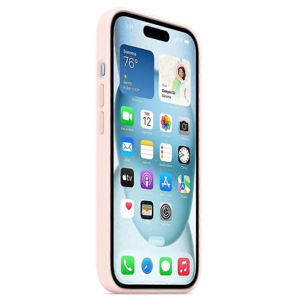 Kompatibel med iPhone 15 Skal Kompatibelt med MagSafe Flytande Silikon Telefonskal - Perfekt Light Pink