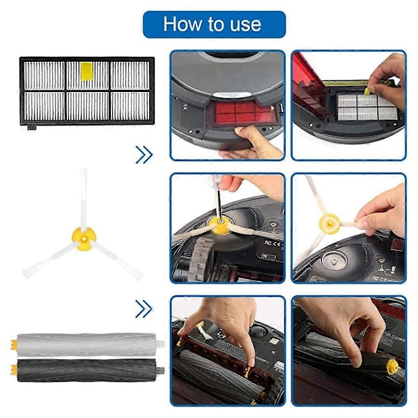 Ersättningsdelar Kit Kompatibelt med iRobot Roomba 800 900 Serien 850 860 861 866 870 880 890 Robotdammsugare Cl-Perfet