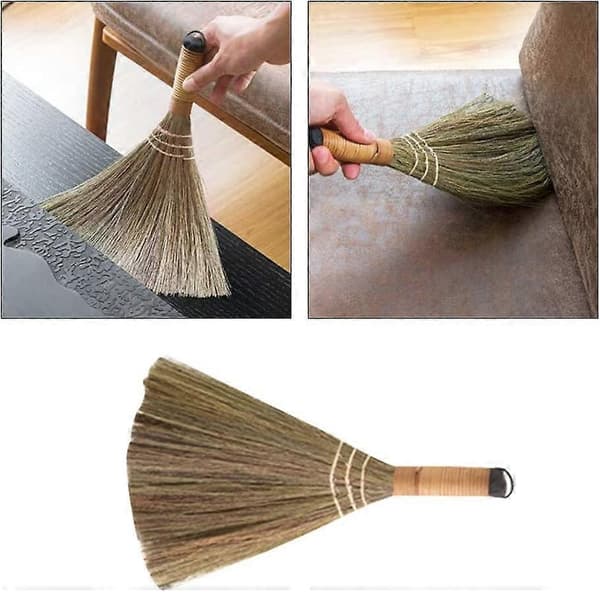 Traditionell Liten Hushållsborste, Halm Bambu Rotting Miscanthus Flätad Ingen Statisk Elektricitet-Perfekt