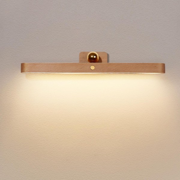 Led-seinälamppu Kosketushimmentävä USB lataus 4w peilivalo, sisätiloissa pyörivä puinen seinälamppu akulla, yövalo rei'itysvapaa yövalaisin sänkyyn