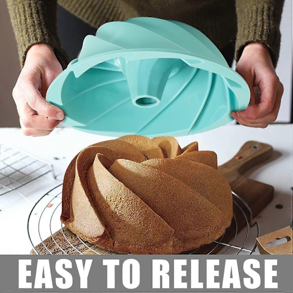 Silikone Slidsede Pander, 2 Stykker Non-stick Bageforme til Kage, Gelé, Gelatine, Brød, Gelatine, 24 cm (Blå)-Perfet